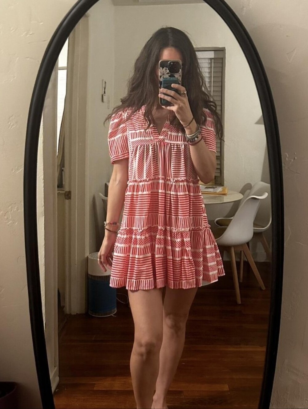 NWOT Aqua Puff Sleeve Mini Swing Dress In Red/ White Print SizeM